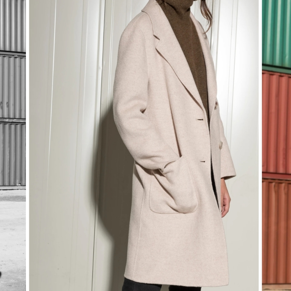 New Serrano Beige Herringbone Coat
